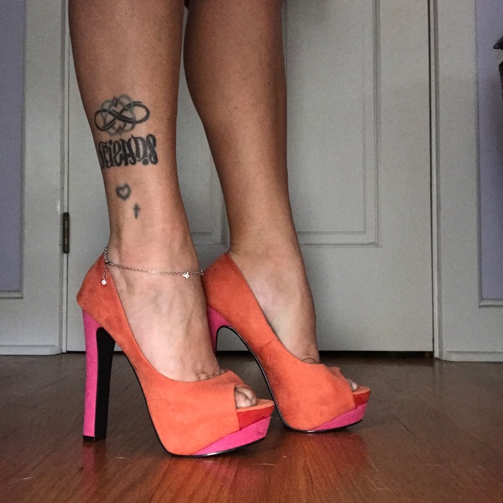 Suede platform heels
